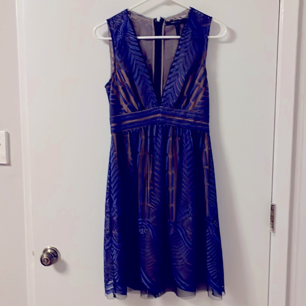 Bcbg blue lace cocktail dress
